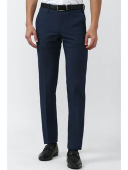 Van Heusen - Men Navy Textured Slim Fit Trouser