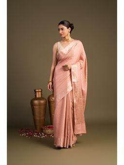 Zal from Benaras - Rose Pink Pure Monga Silk Banarasi Handloom Saree without Blouse Piece