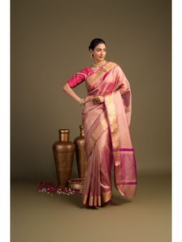 Zal from Benaras - Light Pink Tissue Silk Banarasi Handloom Saree without Blouse Piece