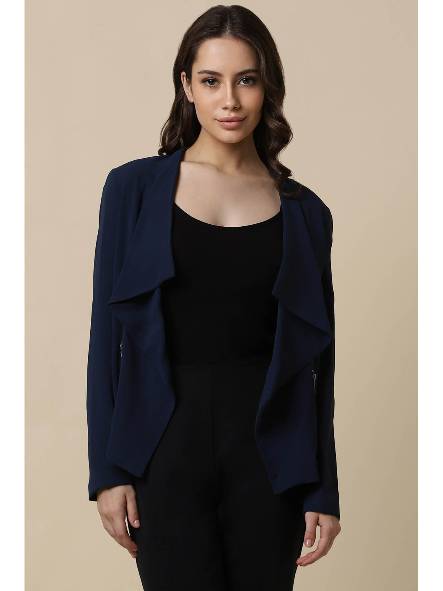 allen solly Women Navy Solid Casual Blazer-picture-24