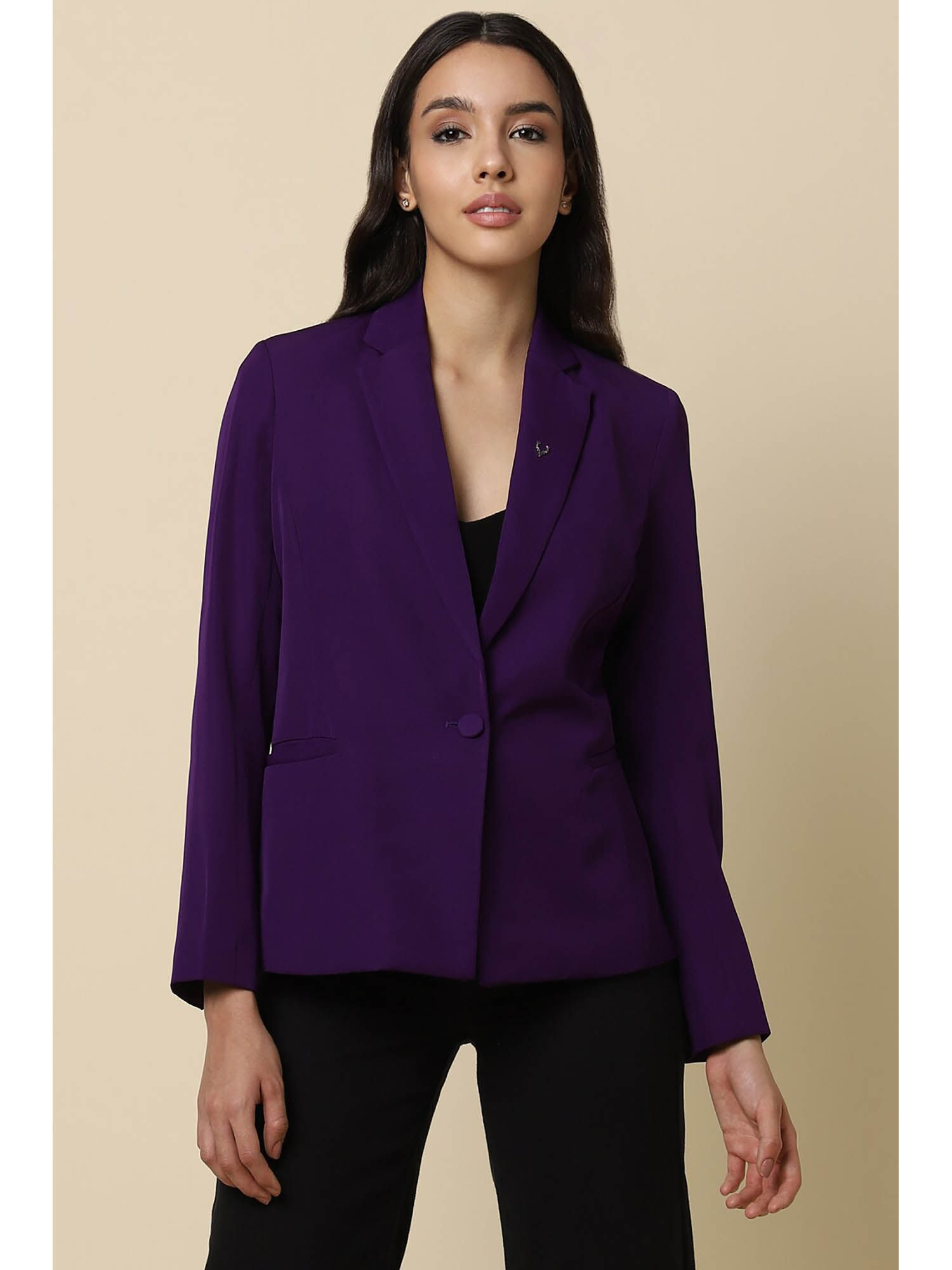 allen solly Women Purple Regular Fit Blazer-picture-28