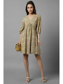 Allen Solly - Women Yellow Print Casual Dress