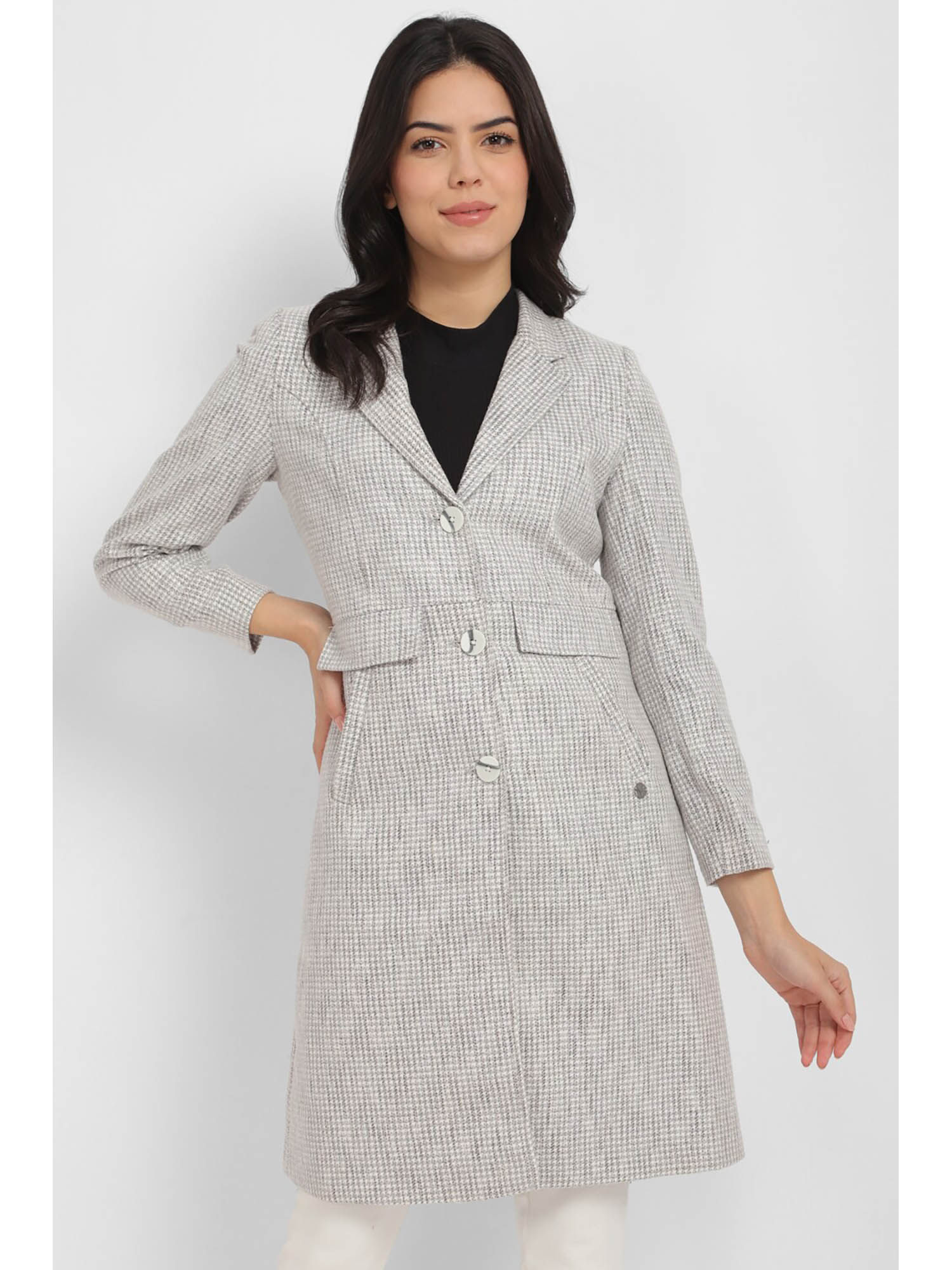 allen solly Women Grey Print Casual Jacket-picture-38