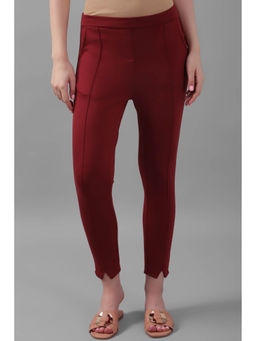 Allen Solly - Women Red Regular Fit Solid Casual Trousers