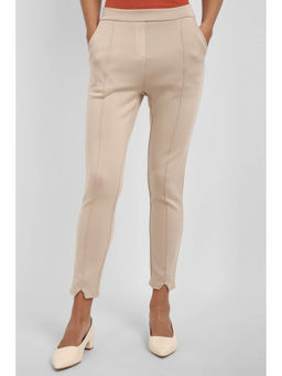 Allen Solly - Women Beige Regular Fit Solid Casual Trousers