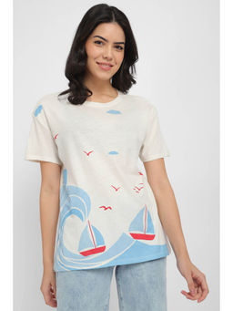 Allen Solly - Women White Print Casual T-Shirt