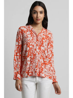 Allen Solly - Women Orange Print Long Sleeves Shirt