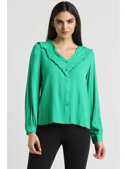 Allen Solly - Women Green Solid Long Sleeves Shirt