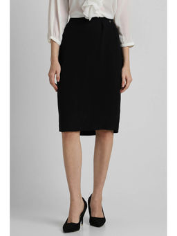 Allen Solly - Women Black Solid Formal Skirt