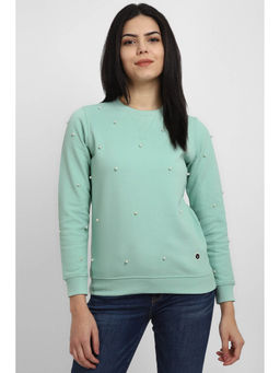 Allen Solly - Women Green Pearl Round Neck Sweatshirt
