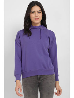 Allen Solly - Women Purple Solid Hooded Neck Sweatshirt