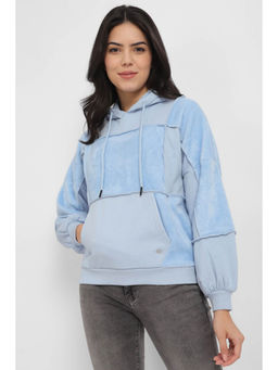 Allen Solly - Women Blue Solid Hooded Neck Sweatshirt