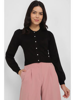 Allen Solly - Women Black Solid Round Neck Casual Sweater