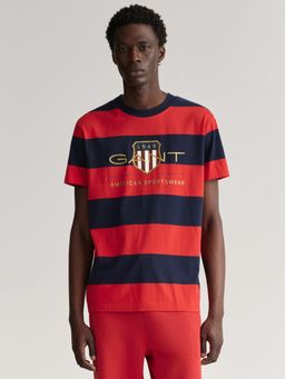 GANT - Men Navy Blue Striped Regular Fit T-Shirt