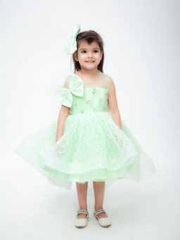 Fayon Kids - Green Sequins Net Dress