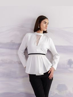 Orthodox - White Venu-Sian Peplum Top and Trouser