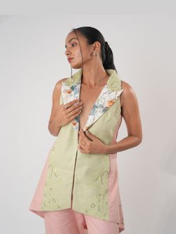 Orthodox - Pink Back Ruffled Blazer and Trouser