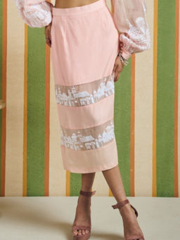 Orthodox - Pink Segment Top and Skirt and Pair Of Detachable Sleeve