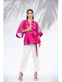 MANDIRA WIRK - Women Hot Pink Peplum Top with Pant