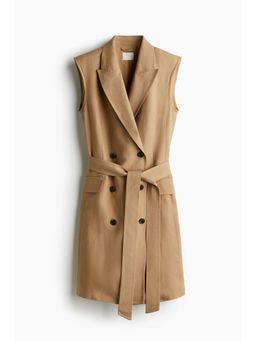 H&M - Women Beige Linen-Blend Blazer Dress