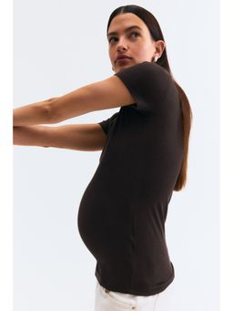 H&M - Women Brown Mama Ribbed Top