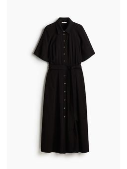 H&M - Women Black Tie-Belt Shirt Dress