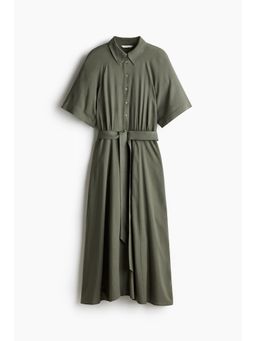 H&M - Women Green Tie-Belt Shirt Dress
