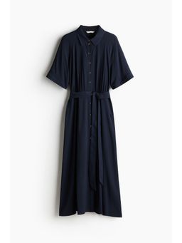 H&M - Women Blue Tie-Belt Shirt Dress