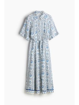 H&M - Women White Tie-Belt Shirt Dress