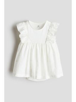 H&M - Girls Green Frill-Trimmed Bodysuit Dress