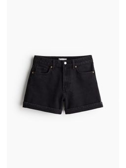 H&M - Women Black High-Waisted Denim Shorts