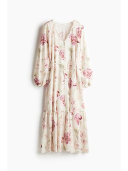H&M - Women Blue Tie-Belt Crepe Dress