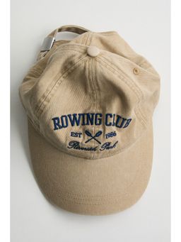 H&M - Women Beige Embroidered-Motif Twill Cap