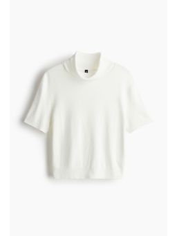 H&M - Women White Fine-Knit Polo-Neck Top