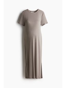 H&M - Women Beige Mama Ribbed T-Shirt Dress
