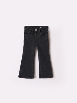 Blue Giraffe - Girls Boot Cut Charcoal Black Solid Jeans