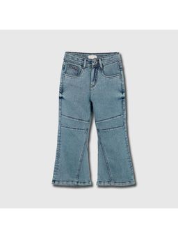 Purple United Kids - Girls Panelled Flared Jeans Mid-Rise Stretch Denim