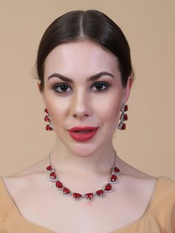 STILEADDA - Designer Ruby Red Diamond Necklace Set