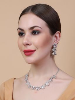 STILEADDA - Designer White Diamond Necklace Set