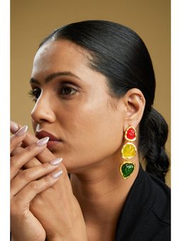 AMOSSH - Daisy Multi-Color Stone Long Earrings