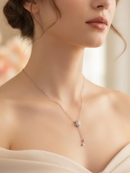925 SILLER - 925 Pure Silver Stone Studded Necklace