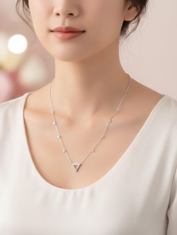 925 SILLER - 925 Pure Silver Elegant Stone Studded Necklace