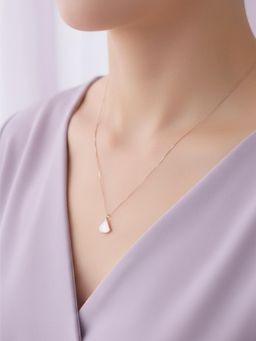 925 SILLER - 925 Pure Silver White Pendent Rose Gold Plated Necklace