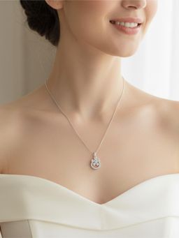 925 SILLER - 925 Pure Silver Floral Design Necklace