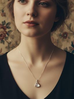 925 SILLER - 925 Pure Silver White Stone Necklace