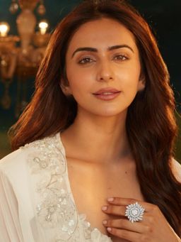 Accessher - Silver-Plated Rhinestone Round Adjustable Finger Ring