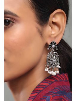 Rangriti - Women Black and White Alloy Drop Earrings