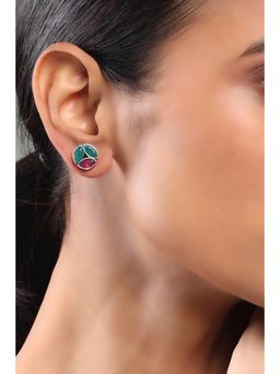 Rangriti - Women Multi-Color Stone Brass Stud Earrings