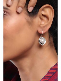 Rangriti - Women White Pearl Brass Drop Earrings