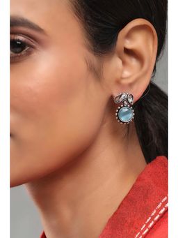 Rangriti - Women Light Blue Brass Stud Earrings